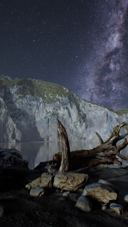 milky way over a coastal cliff