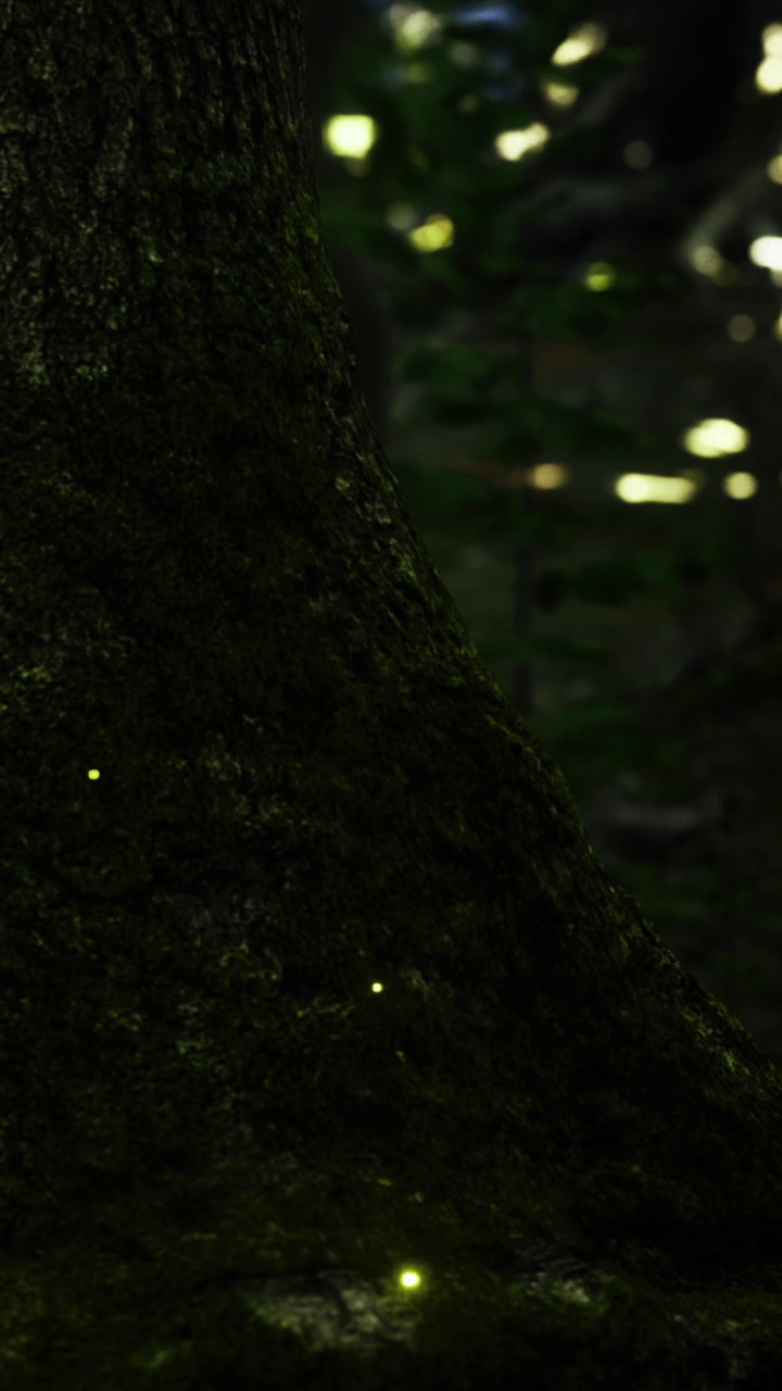 Fireflies dance at dusk creating magic in the forest