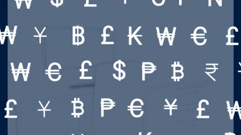 animation of currency symbols over office