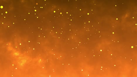 animación de fondo de humo y fuego con chispas que se levantan. chispas ardientes rojas que arden se levantan de un gran fuego. hermoso fondo abstracto sobre el tema del fuego, la luz y la vida. fondo naranja para películas