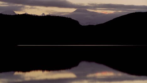 Pan-across-lakes-and-peaks-in-Patagonia-Argentina-at-dusk