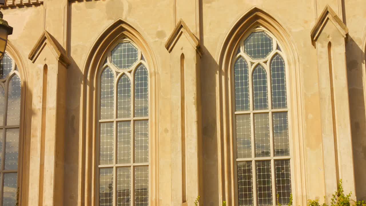 Close-up View Of The Window Exterior Gothic Architecture Of Kristiansand Cathedral In Norway