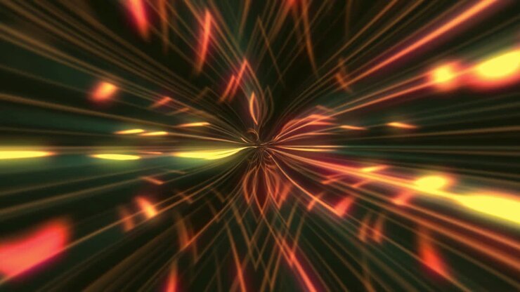 Abstract Glowing Light Lines Moving in a Digital Tunnel