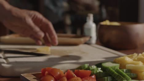 chopping and serving vegetables