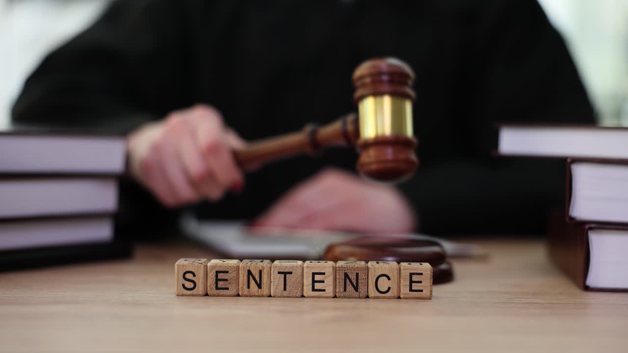 Sentence with Gavel and Law Books
