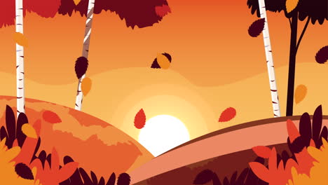 paisaje de puesta de sol de otoño