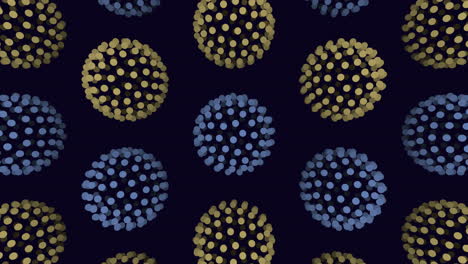 elegante patrón de puntos metálicos azules y dorados sobre fondo negro