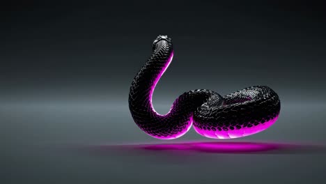 glowing black snake on dark background