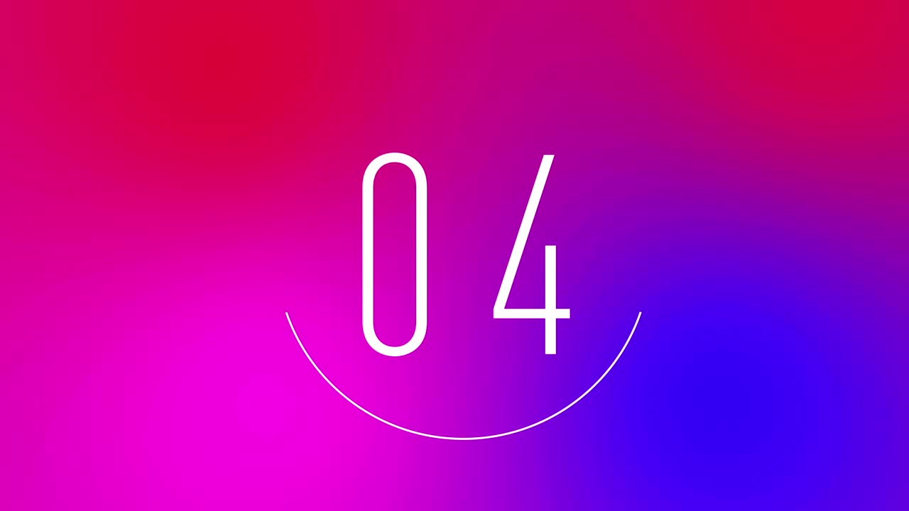 cuenta atrás de 10 segundos con fondo de fantasía en gradiente y colores brillantes. cuenta atrás moderna para la producción de video