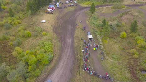 aerial view of off-road racing event