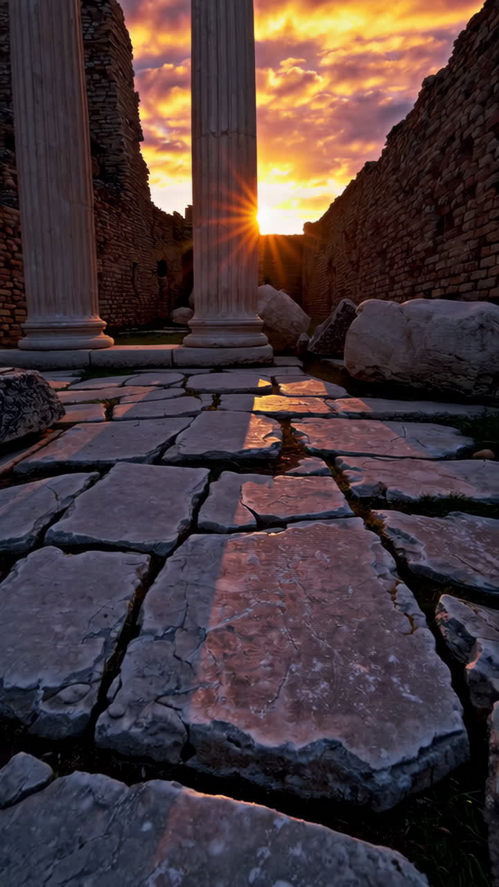 antiguas ruinas al atardecer