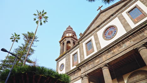 closeup shot from the outside of the famous church of san cristobal de la laguna in santa cruz de tenerife, canary islands, span.