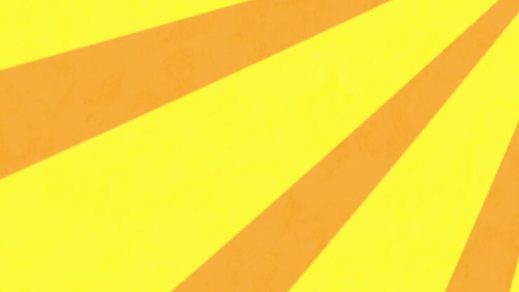 Animation of circles and geometric shapes over sunburst against yellow background