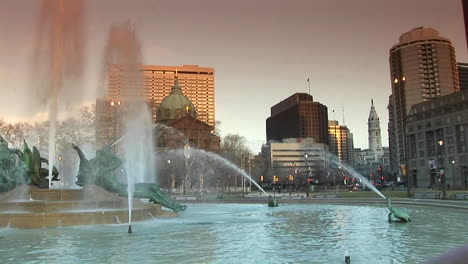 the downtown fountains of philadelphia with city hall in background 1