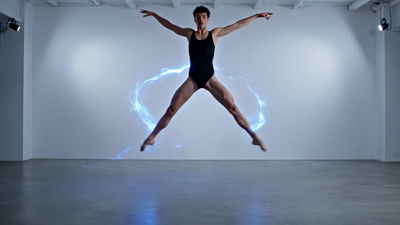 Male Dancer Performing with Light Effects