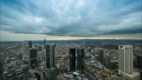 a timelapse from the main tower in frankfurt, germany, showing a huge part of the city