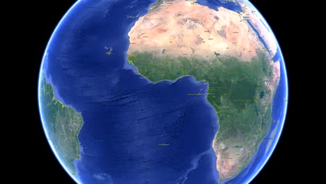 gabon with flag. 3d earth in space - zoom in gabon outer