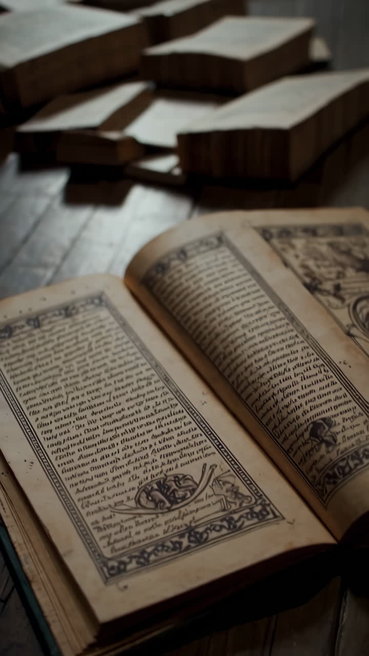 Ancient Library with Scattered Books