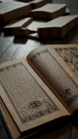 ancient library with scattered books
