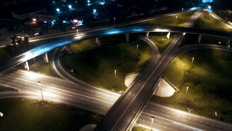 night aerial view of a highway interchange