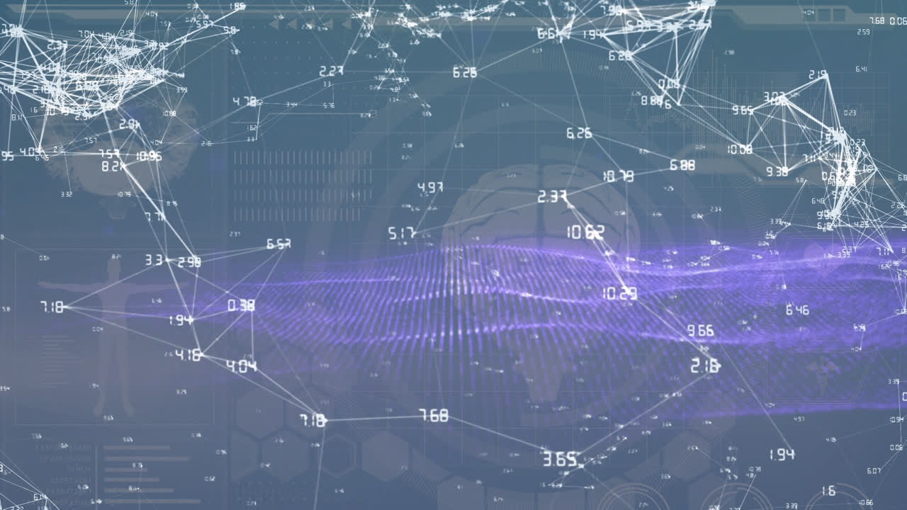 파란색 배경 위의 데이터 처리 애니메이션