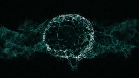 animation of brain rotating over black background with waves