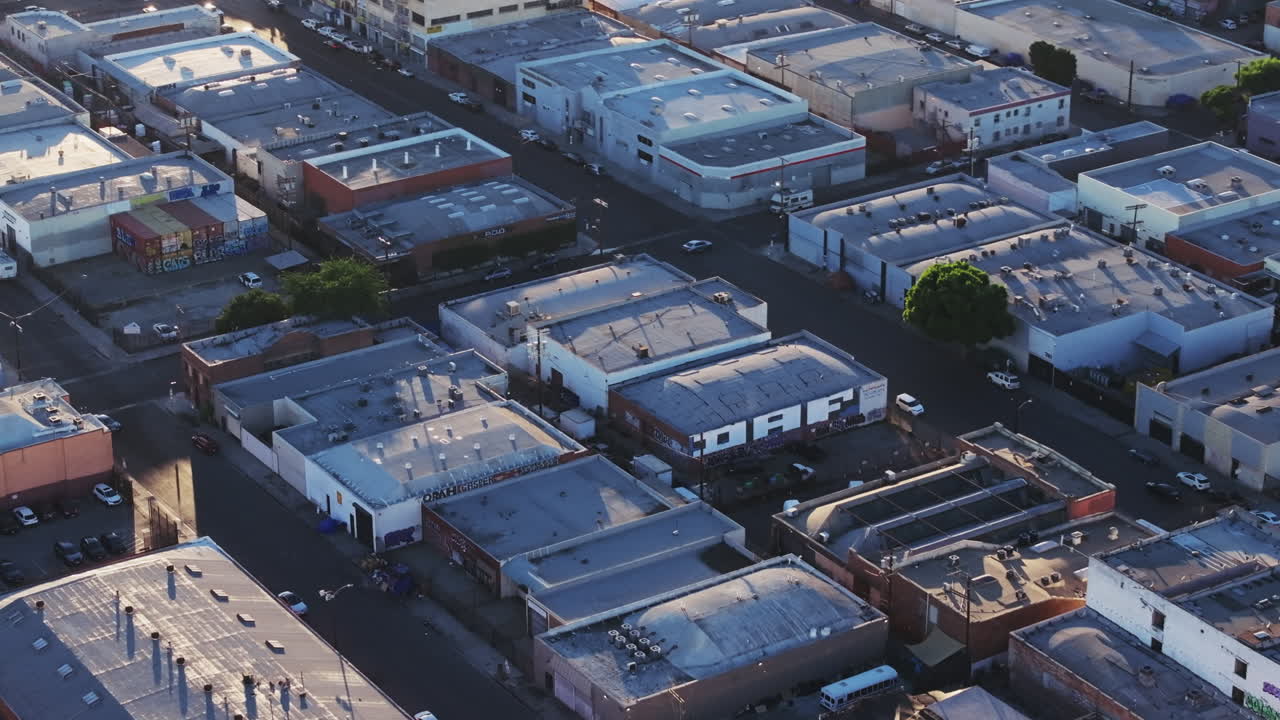 Aerial View of Urban Industrial and Commercial Buildings