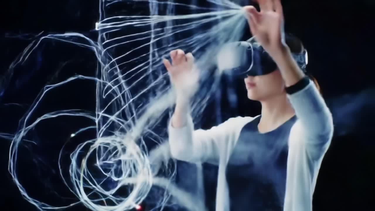 Exploring Virtual Reality: A User Engaging with Interactive Technology in an Immersive Digital Environment Using Advanced VR Headset and Gesture Controls