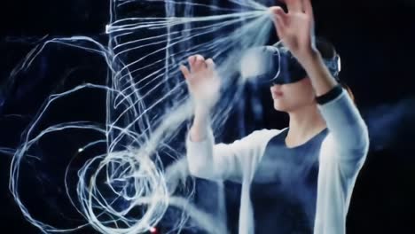 exploring virtual reality: a user engaging with interactive technology in an immersive digital environment using advanced vr headset and gesture controls