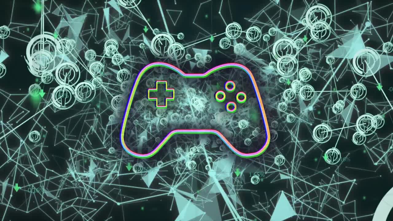 animación de la consola de vídeo a través de una red de conexiones