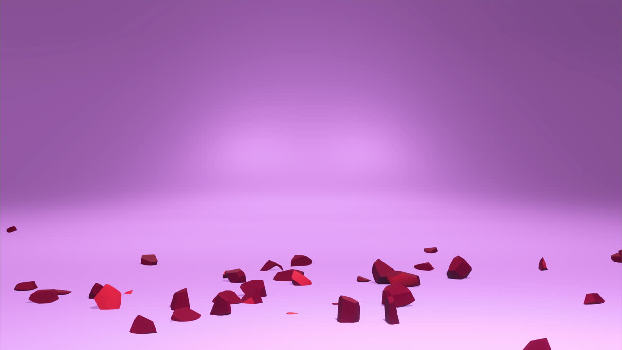 빨간색 최소한의 심장이 폭발하여 조각으로 부서짐