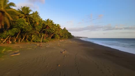 toma aérea a toda velocidad sobre la costa en una playa desierta