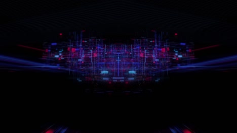 holograma abstracto 3d ciudad digital de grandes datos con matriz futurista.