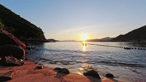 timelapse of sunset on chung hung kok beach near stanley in hong kong