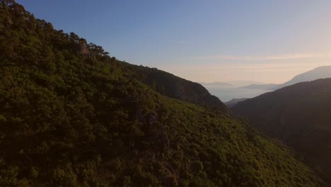 Aerial:-The-mountains-of-the-Greek-island-Samos-during-sunset