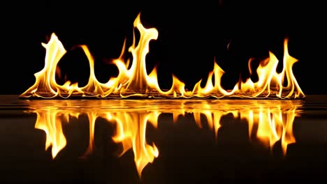 un fuego se refleja en el agua de un estanque de agua