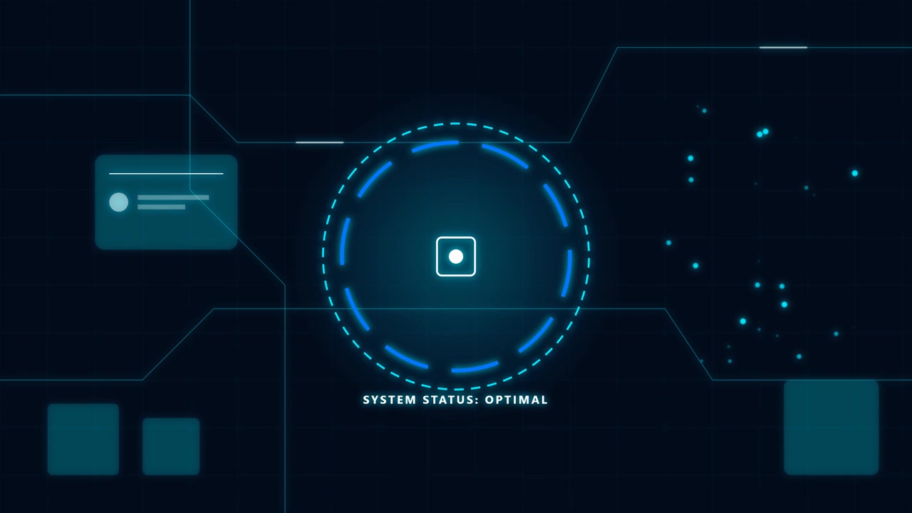 Interfaccia Digitale Futuristica che Mostra lo Stato del Sistema Ottimale