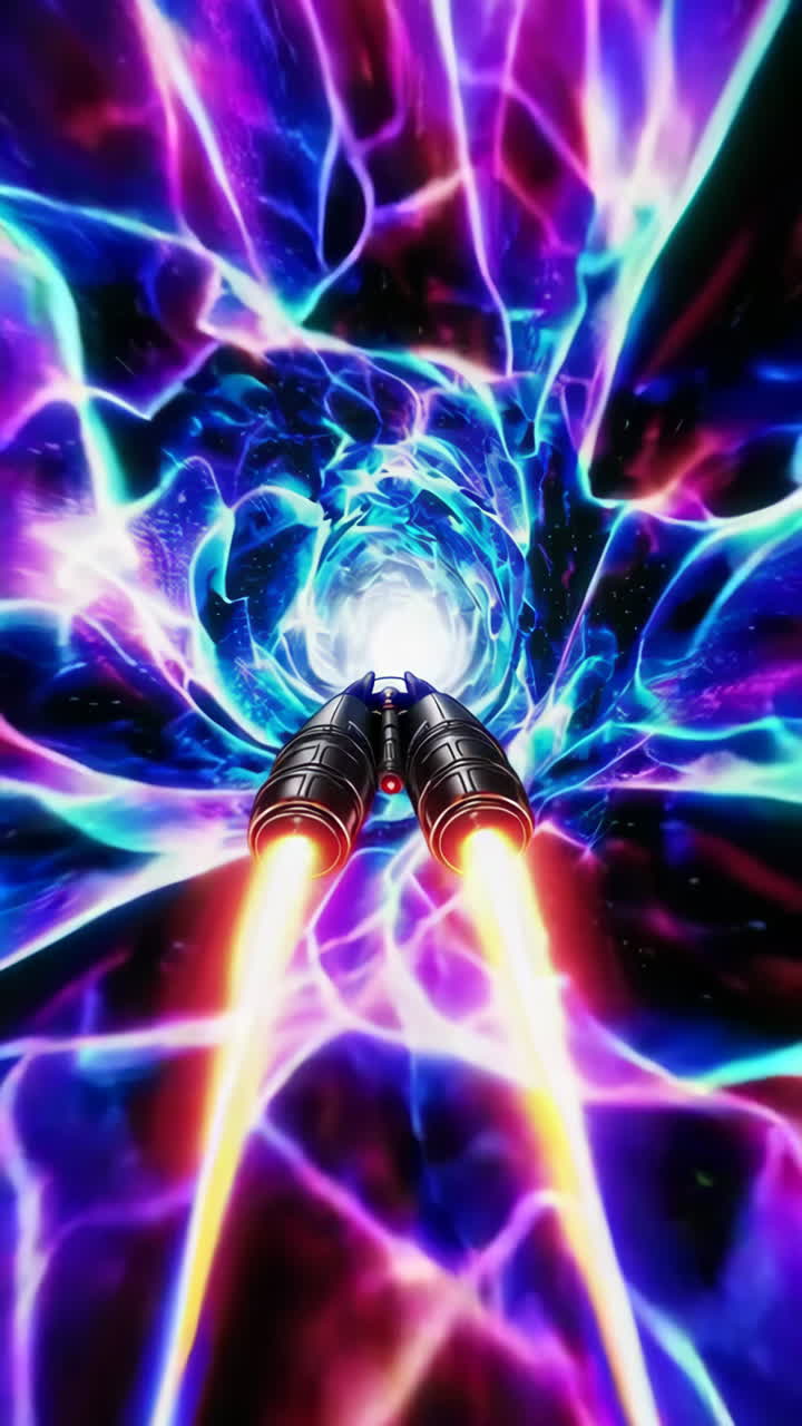 Hyperspace Travel Through a Colorful Warp Tunnel