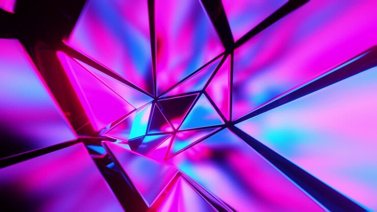 Abstract 3d background with blue and pink lights. Infinitely looped animation