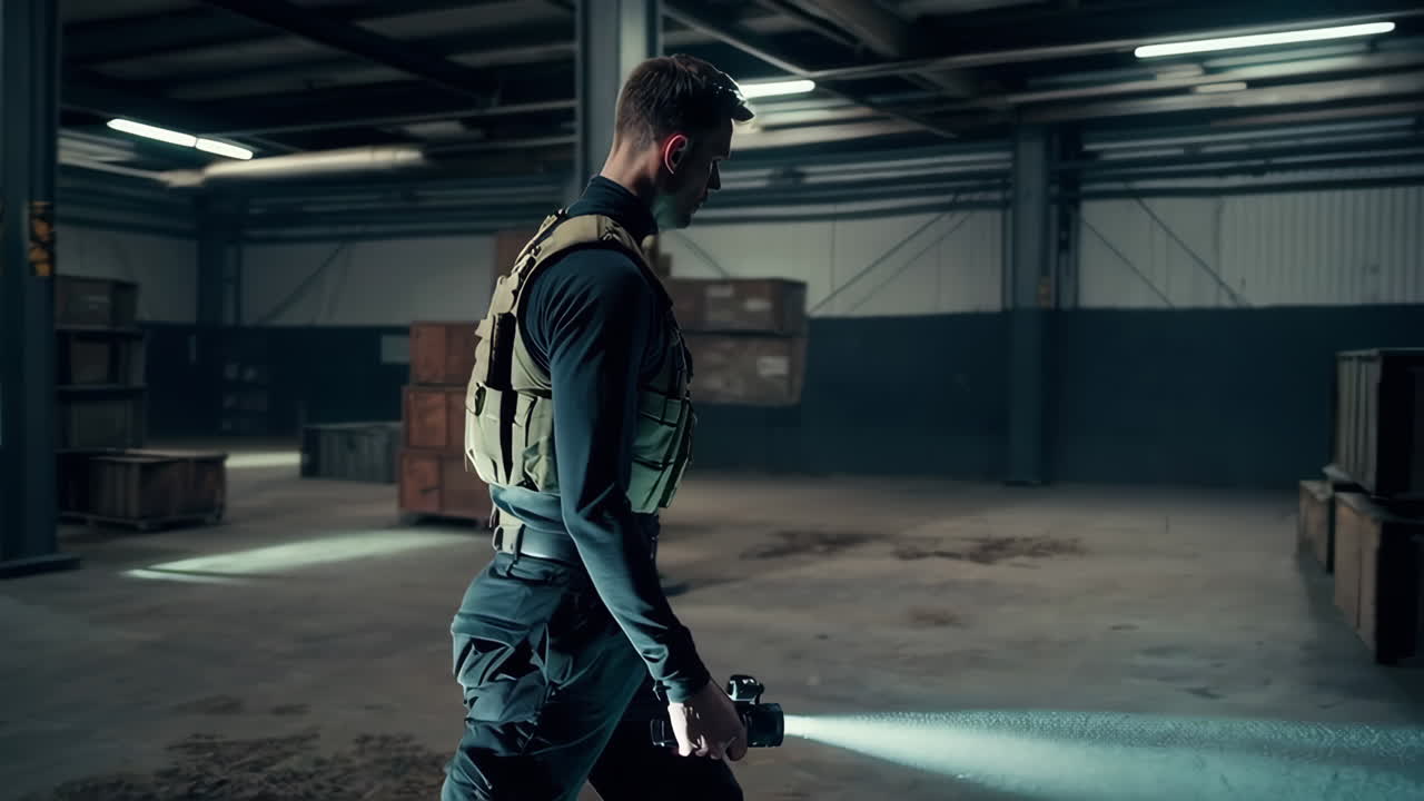 Security Guard in Warehouse