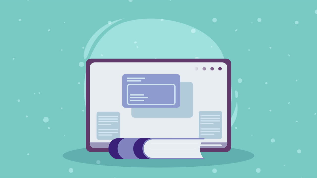 dispositivo de tableta con libros de animación