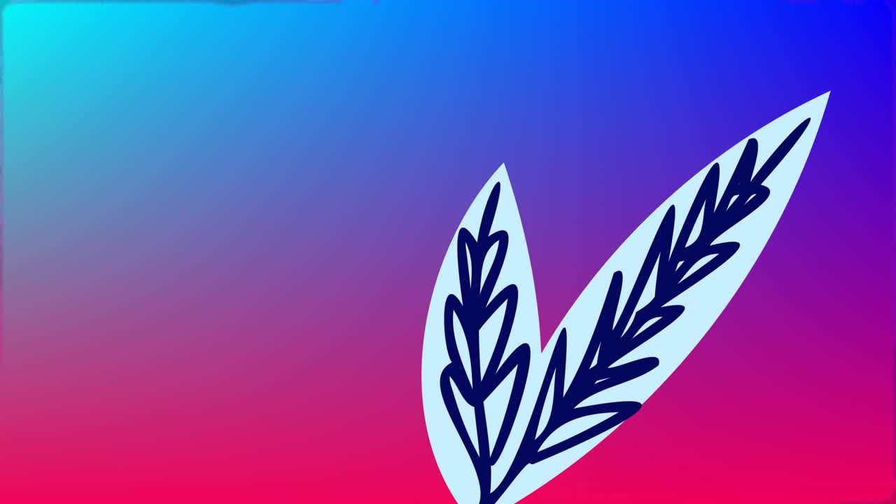 Animation of leaves and color splashes over gradient background