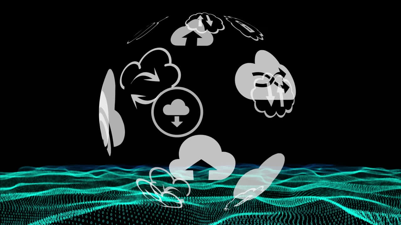diferentes iconos de nubes y gráficos