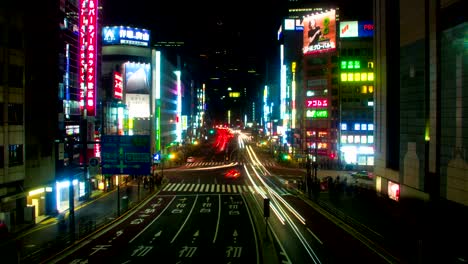 night lapse at shinjuku south side wide shot tilt down