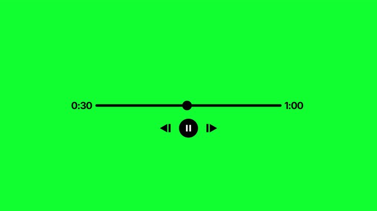 Video Player Progress Bar with Time Counter on Green Screen