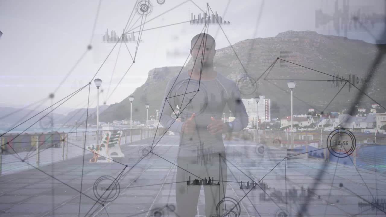 анимация сети соединений и обработка данных над человеком