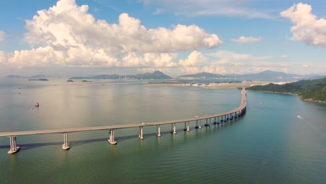 puente de hong kong zhuhai macau en un hermoso día, vista aérea de gran angular