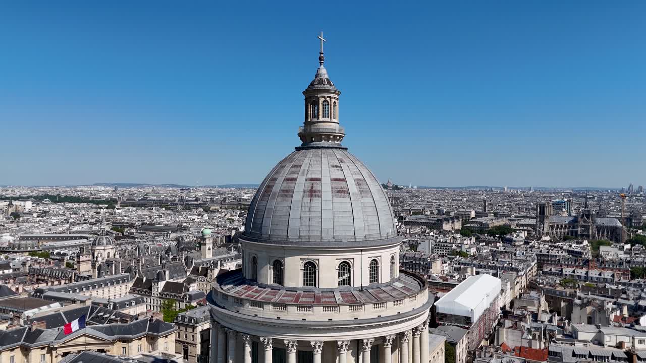Pantheon At Paris Ile De France In France. Beautiful Shrine. Pantheon Paris Landscape. Pantheon At Paris In Ile De France France. Imposing Construction. Cultural Heritage.