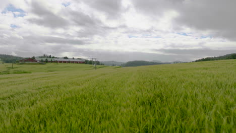 Drone-shot-of-farmland-and-fields-in-Norway