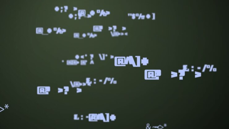 Multiple blue symbols changing animation.